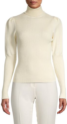 Puff-Sleeve Turtleneck Sweater
