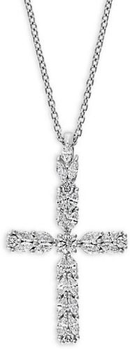 18K White Gold & Diamond Cross Pendant Necklace