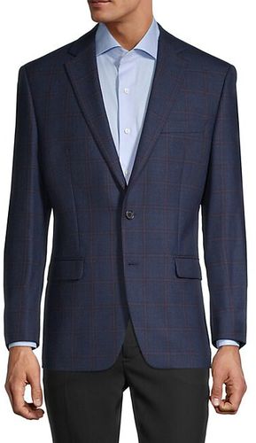 Standard-Fit Wool-Blend Windowpane Check Sportcoat
