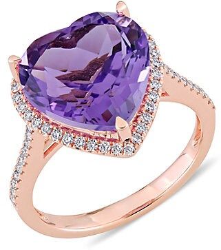 14K Rose Gold, Amethyst & Diamond Cocktail Ring