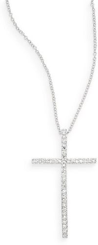 Diamond & 14K White Gold Cross Pendant Necklace