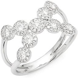 14K White Gold & 0.69 TCW Diamond Crossover Ring