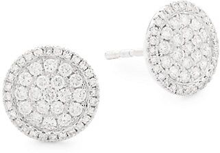 14K White Gold & 0.55 TCW Diamond Circle Stud Earrings