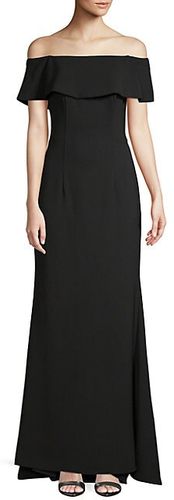 Off-The-Shoulder Crepe Gown