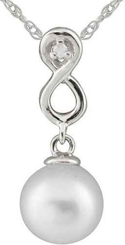 8-8.5MM Akoya Pearl and 14K White Gold Pendant Necklace