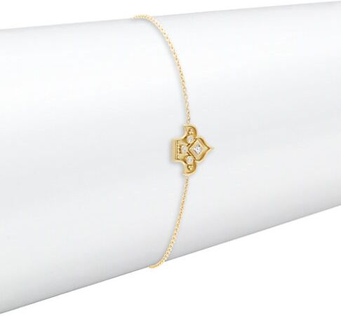 Heritage 18K Yellow Gold & Diamond Fleur Fine Chain Bracelet