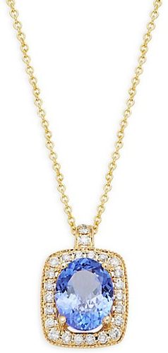 14K Yellow Gold, Tanzanite & Diamond Pendant Necklace