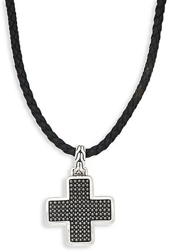 Leather & Sterling Silver Cross Pendant Necklace
