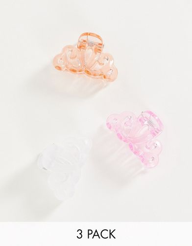Confezione da tre mini mollette per capelli in mix di rosa-Multicolore