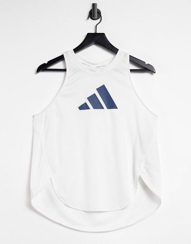 adidas Training - Top senza maniche bianco con logo a 3 strisce