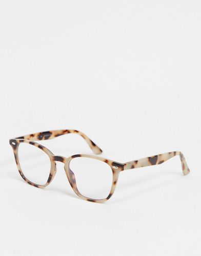 blue light round glasses in light brown tort