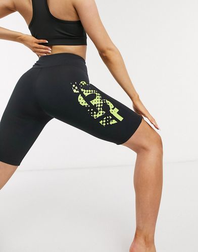 Leggings corti da yoga con logo grafico-Nero