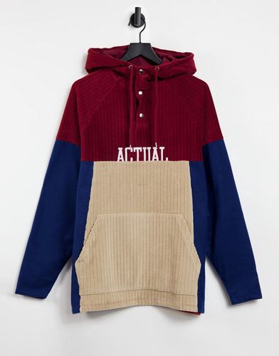 hoodie in jumbo cord with embroidered logo in burgundy