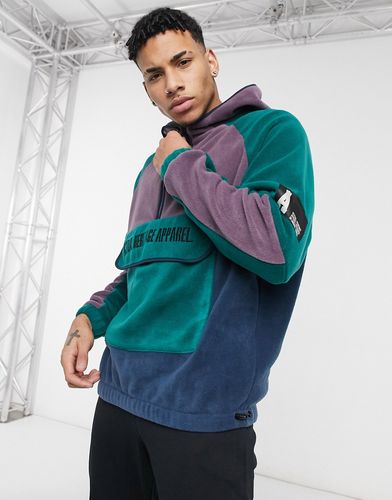 oversized zip through hoodie in polar fleece in teal-Green