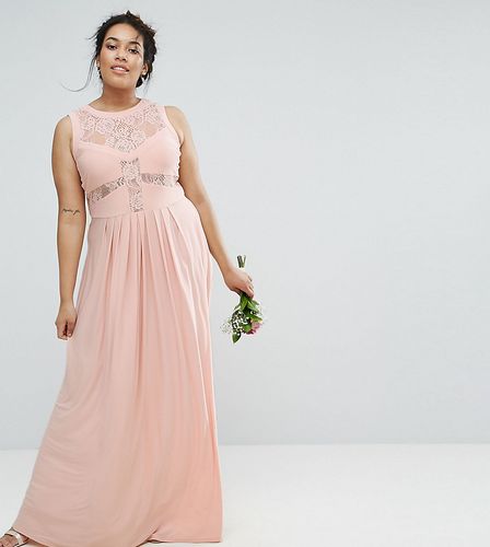 WEDDING Lace Top Pleated Maxi Dress-Pink