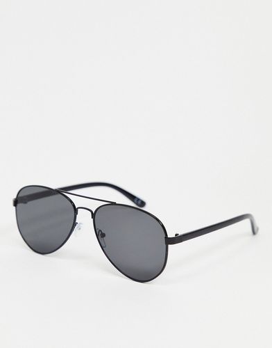 aviator sunglasses in black with smoke lens