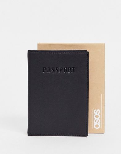 leather passport cover in black with deboss