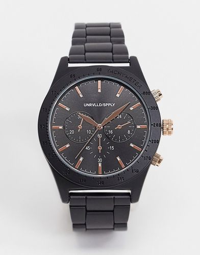 bracelet watch with rose gold detail in black