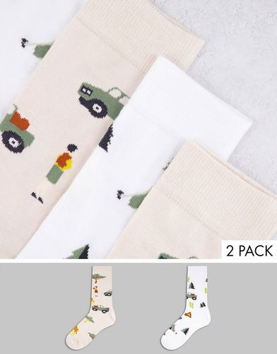 Confezione da 2 paia di calzini con design safari-Multicolore