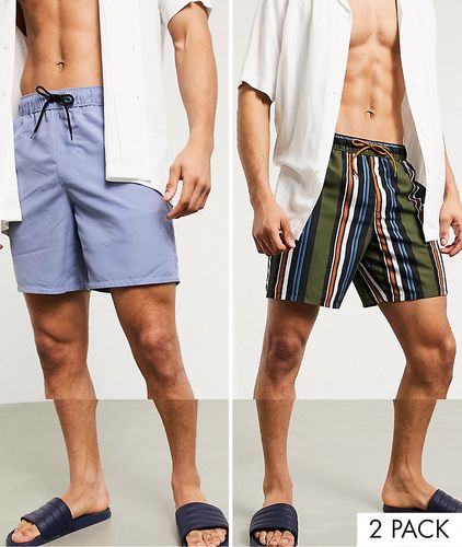 Confezione da 2 pantaloncini da spiaggia lunghezza media a righe-Multicolore