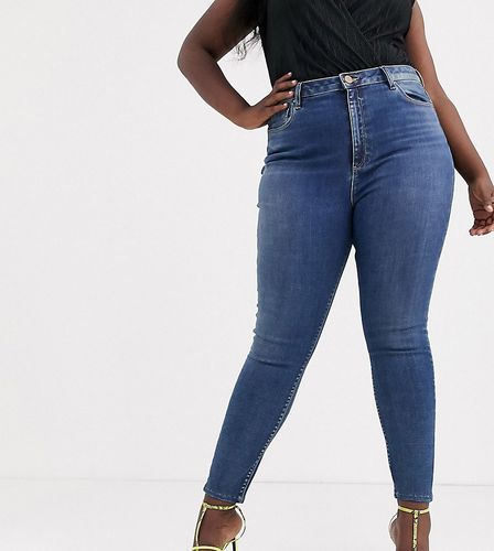 ASOS DESIGN Curve high rise ridley 'skinny' jeans in extreme dark stonewash blue-Blues