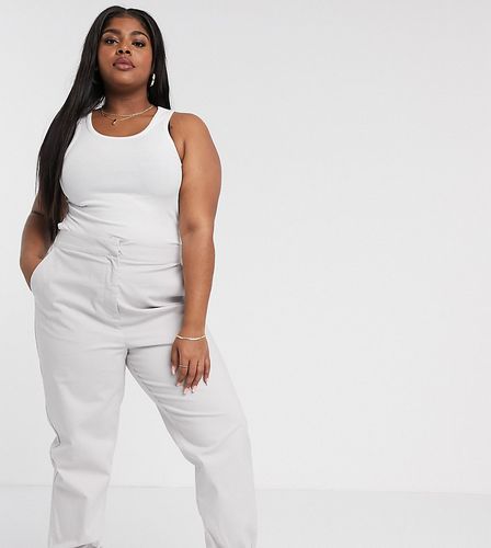 Curve high waist chino with jogger hem in gray-Grey