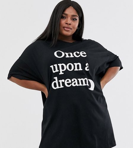 ASOS DESIGN Curve - T-shirt da notte con scritta "Once Upon A Dream"-Nero