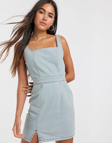 denim mini dress in light wash blue