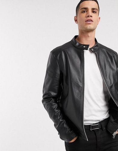 faux leather racer jacket in black