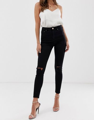 high rise ridley 'skinny' jeans in clean black with ripped knees