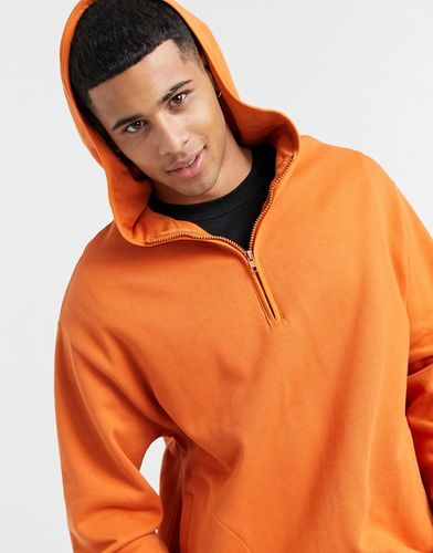 hoodie with half zip and side slit in orange