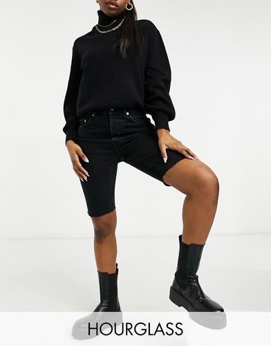 Hourglass organic denim '90's' longline shorts in washed black