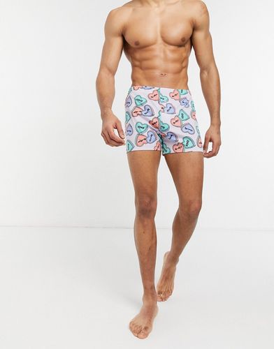 jersey boxers with love hearts print-Purple