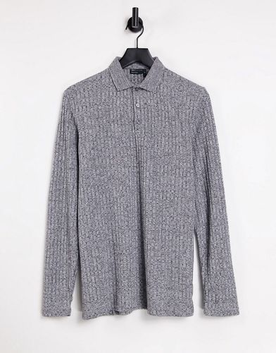 long sleeve polo shirt in interest rib-Grey