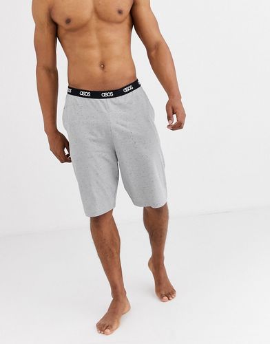 lounge pyjama shorts in gray marl with branded waistband-Grey