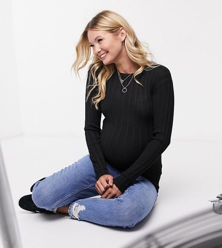 ASOS DESIGN Maternity crew neck ribbed sweater-Black