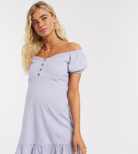 ASOS DESIGN Maternity - Vestito corto a balze con coppe e spalle scoperte lavanda-Viola