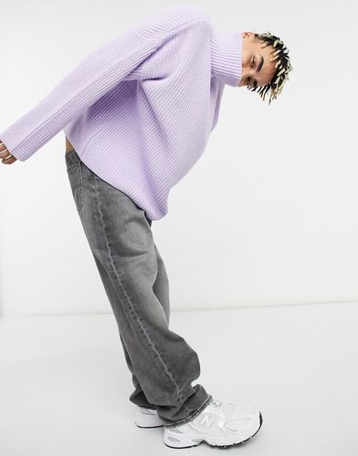 oversized funnel neck sweater in lilac-Purple