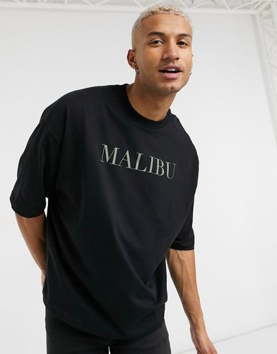 oversized t-shirt in black with city text print