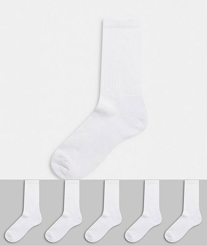 pack of 5 sport socks with terry sole in white