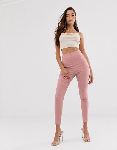 Pantaloni skinny a vita alta-Rosa
