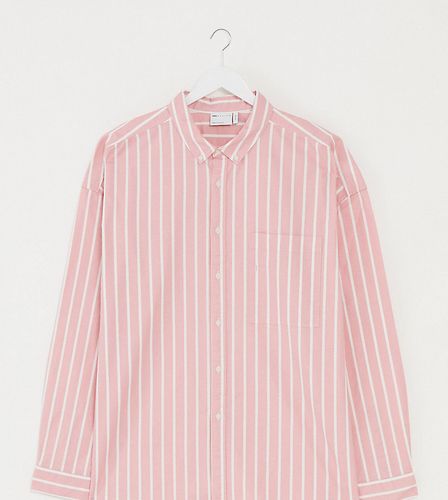 Plus 90s oversized shirt in pink oxford stripe