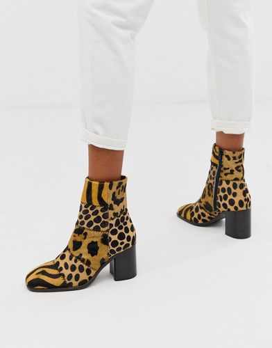 Replace leather square toe boots in animal mix-Multi