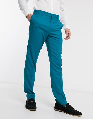 skinny suit pants in teal-Blues