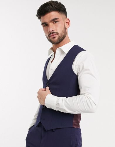 super skinny suit suit vest in four way stretch in navy