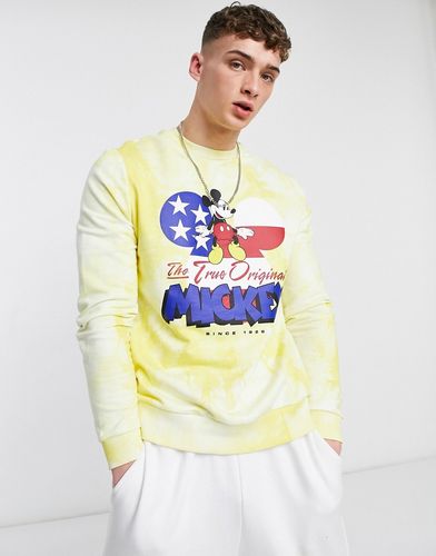 sweatshirt with Disney Mickey Mouse print in tie-dye yellow
