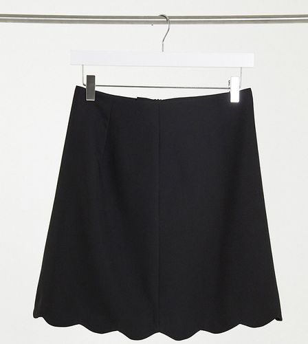 ASOS DESIGN Tall tailored a-line mini skirt with scallop hem-Black
