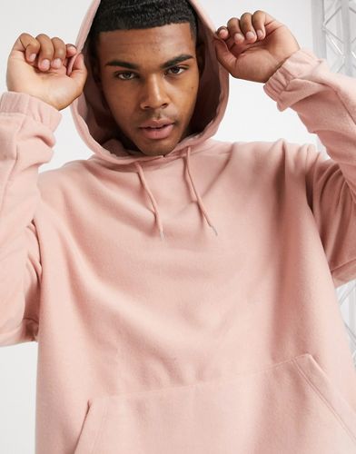 oversized polar fleece hoodie in pink - part of a set