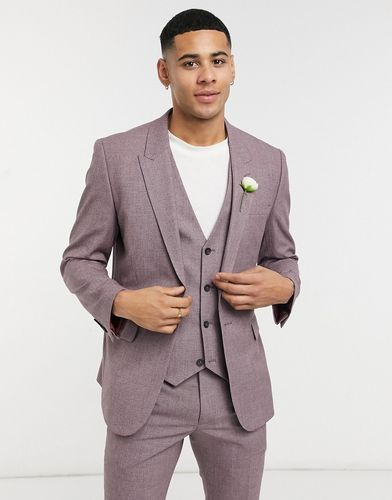 wedding skinny suit jacket in wine crosshatch-Purple