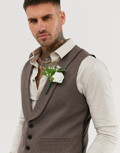 wedding skinny suit suit vest in soft brown twill